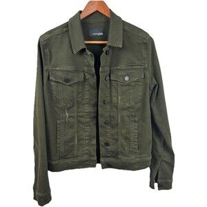 Articles of Society Green Denim Distressed Jean Jacket Medium Women EUC